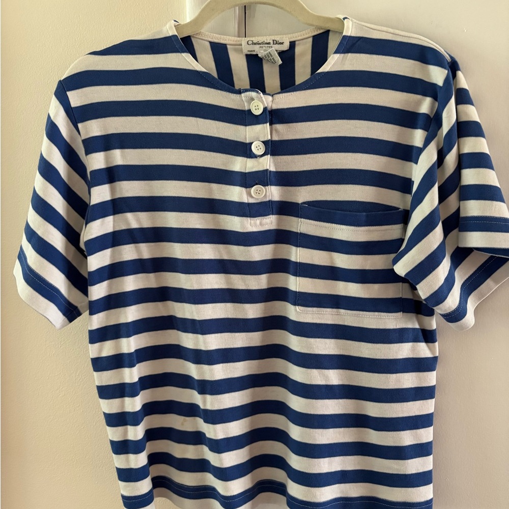 Dior Blue and White Striped Top